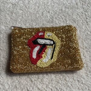 Rolling Stones inspired beaded coin purse - Brand new
